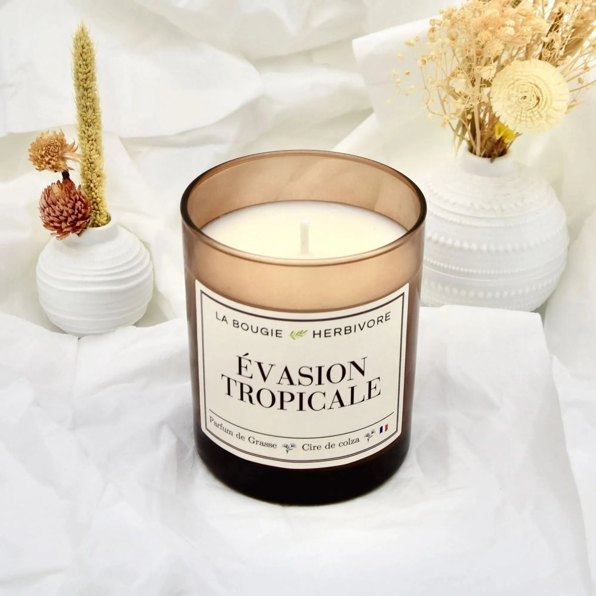 Bougie Parfumée Anti-Odeur – pot en verre Ambre, cire de olza
