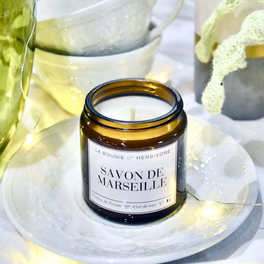 Acheter Bougie Savon de Marseille à la cire végétale de soja 90g