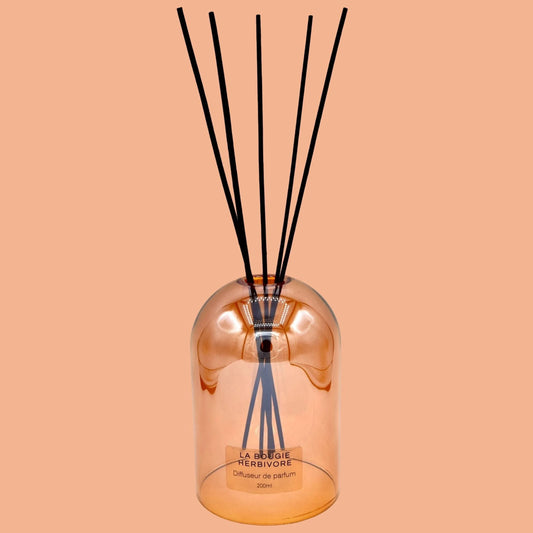 Pack Diffuseur en Verre goutte d'eau "Ambre" 200 ml + Recharge de Parfum La Bougie Herbivore diffuseur