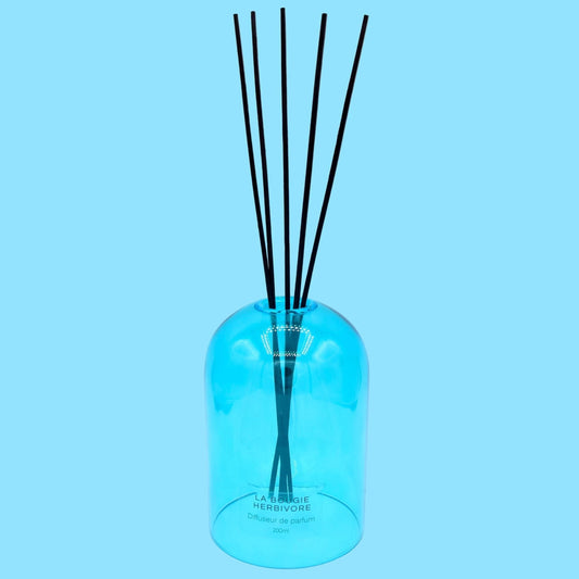 Pack Diffuseur en Verre goutte d'eau "Bleu" 200 ml + Recharge de Parfum La Bougie Herbivore diffuseur