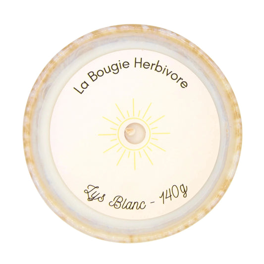 Bougie parfumée lys blanc de La Bougie Herbivore, 140g, belle et parfumée pour une ambiance chaleureuse