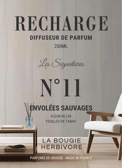 Recharge Diffuseur de Parfum à Bâtonnets No. 11 ENVOLEE SAUVAGE - 200ml - Collection les Signatures La Bougie Herbivore diffuseur