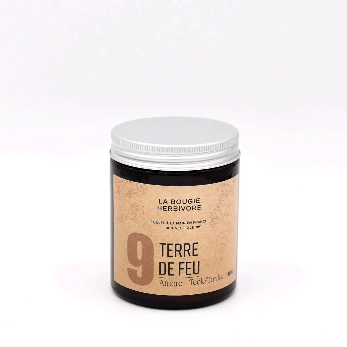 Bougie parfumée Ambre, Teck/Tonka No. 9 TERRE DE FEU 140g