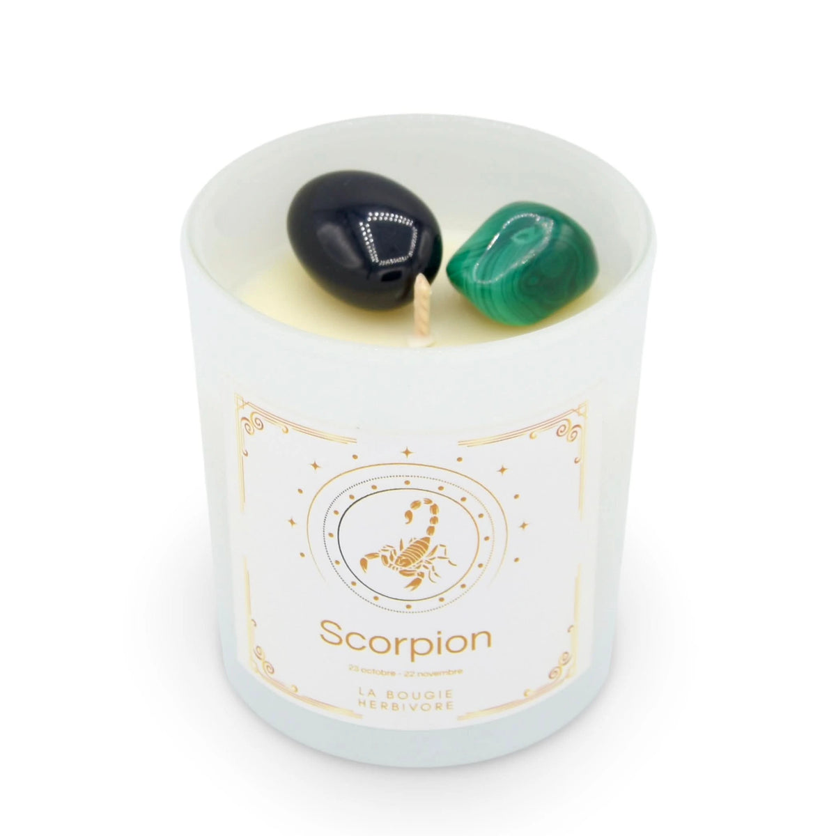 Bougie Astro Scorpion 150G + Pierre Malachite et l’Obsidienne - La Bougie Herbivore  BOUGIE_ASTRO-SCORPION 35.00 EUR