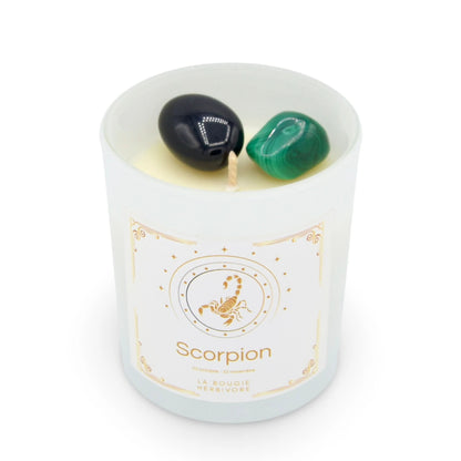 Bougie Astro Scorpion 150G + Pierre Malachite et l’Obsidienne - La Bougie Herbivore  BOUGIE_ASTRO-SCORPION 35.00 EUR