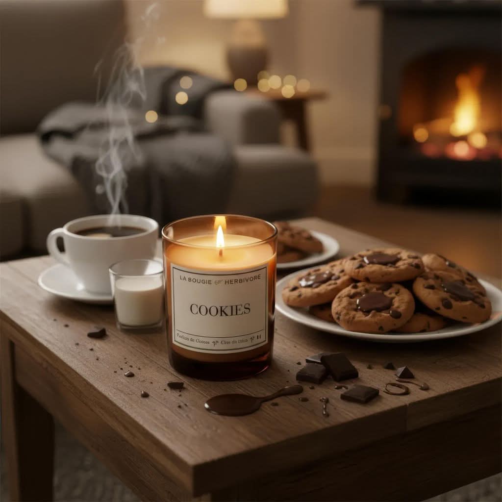 Bougie Parfumée "Cookies" Verre Ambré | Cire de Colza | Parfum de Grasse - 180g La Bougie Herbivore Bougies