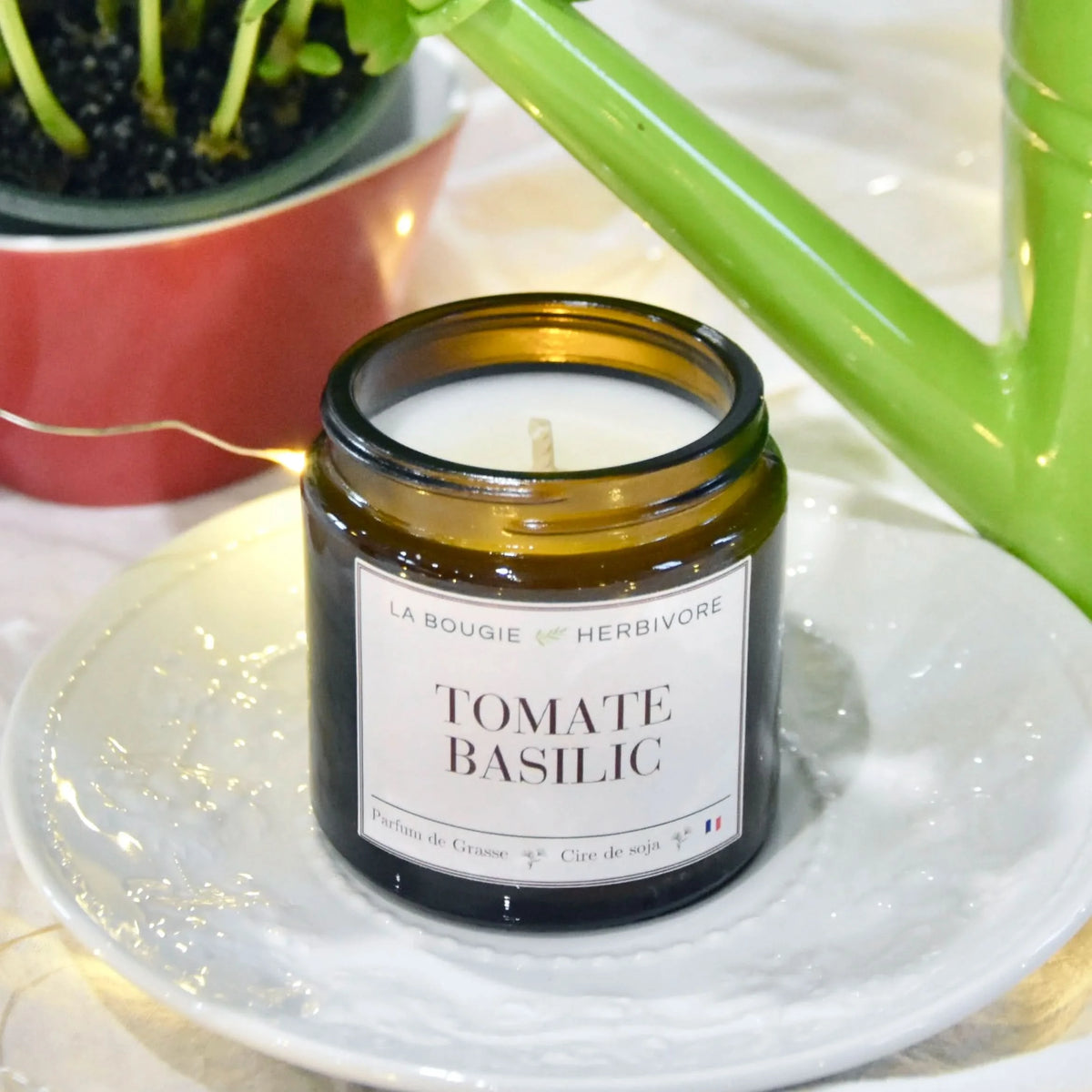 Bougie parfumée Tomate basilic à la cire végétale Ecocert de soja 90g