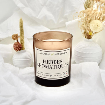 Bougie Parfumée "Herbes aromatiques" Verre Ambré | Cire de Colza | Parfum de Grasse - 180g La Bougie Herbivore Bougies