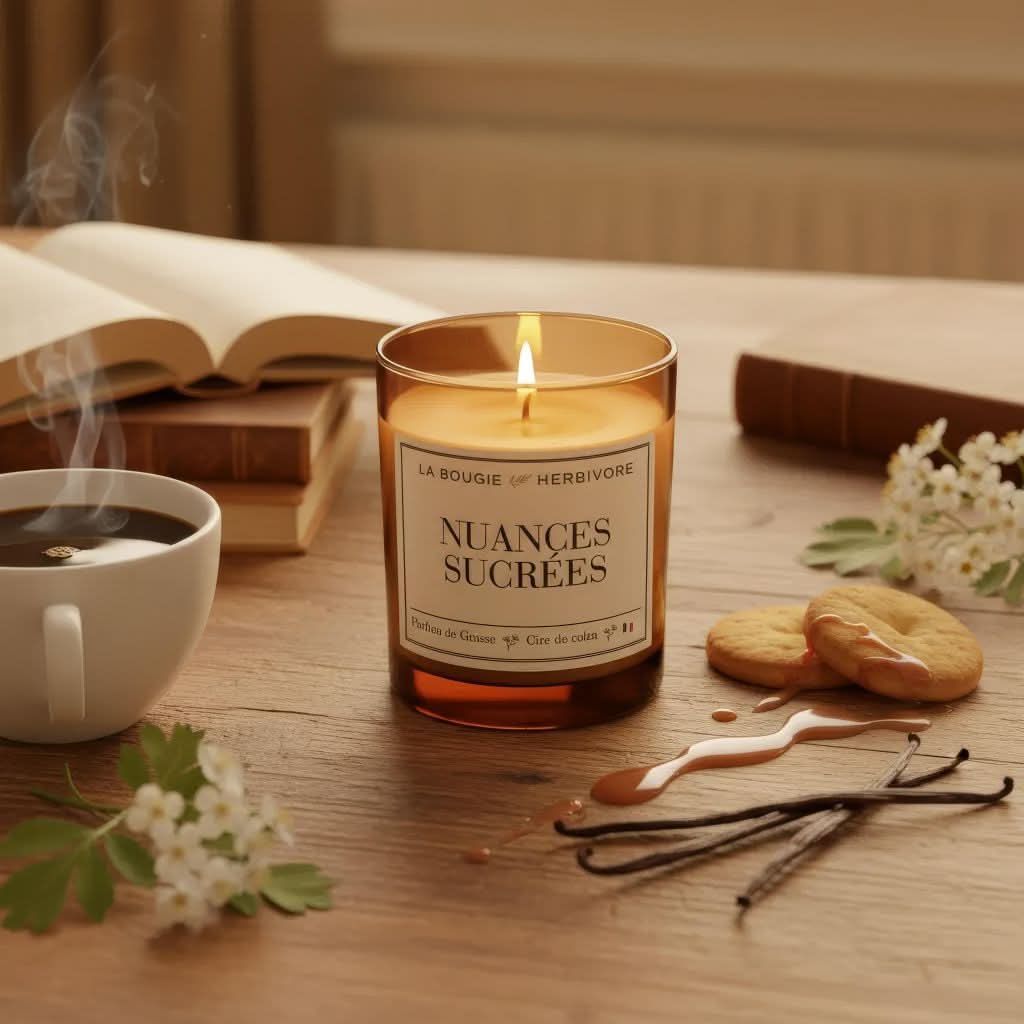 Bougie parfumée caramel, aubépine et vanille