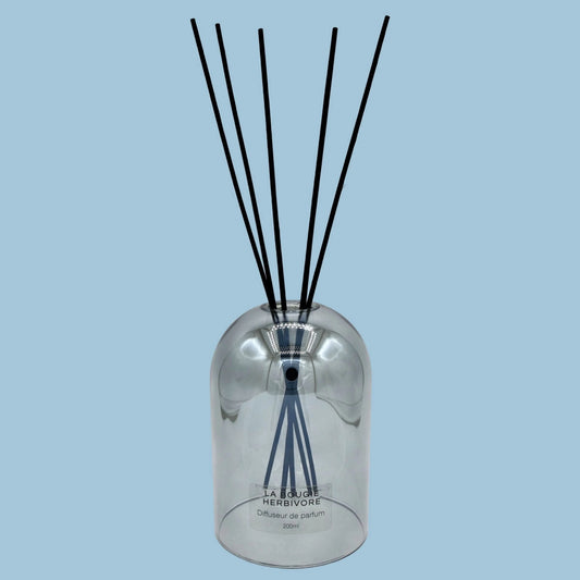 Pack Diffuseur en Verre goutte d'eau "Gris" 200 ml + Recharge de Parfum La Bougie Herbivore diffuseur