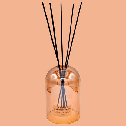 Pack Diffuseur en Verre goutte d'eau "Ambre" 200 ml + Recharge de Parfum La Bougie Herbivore diffuseur