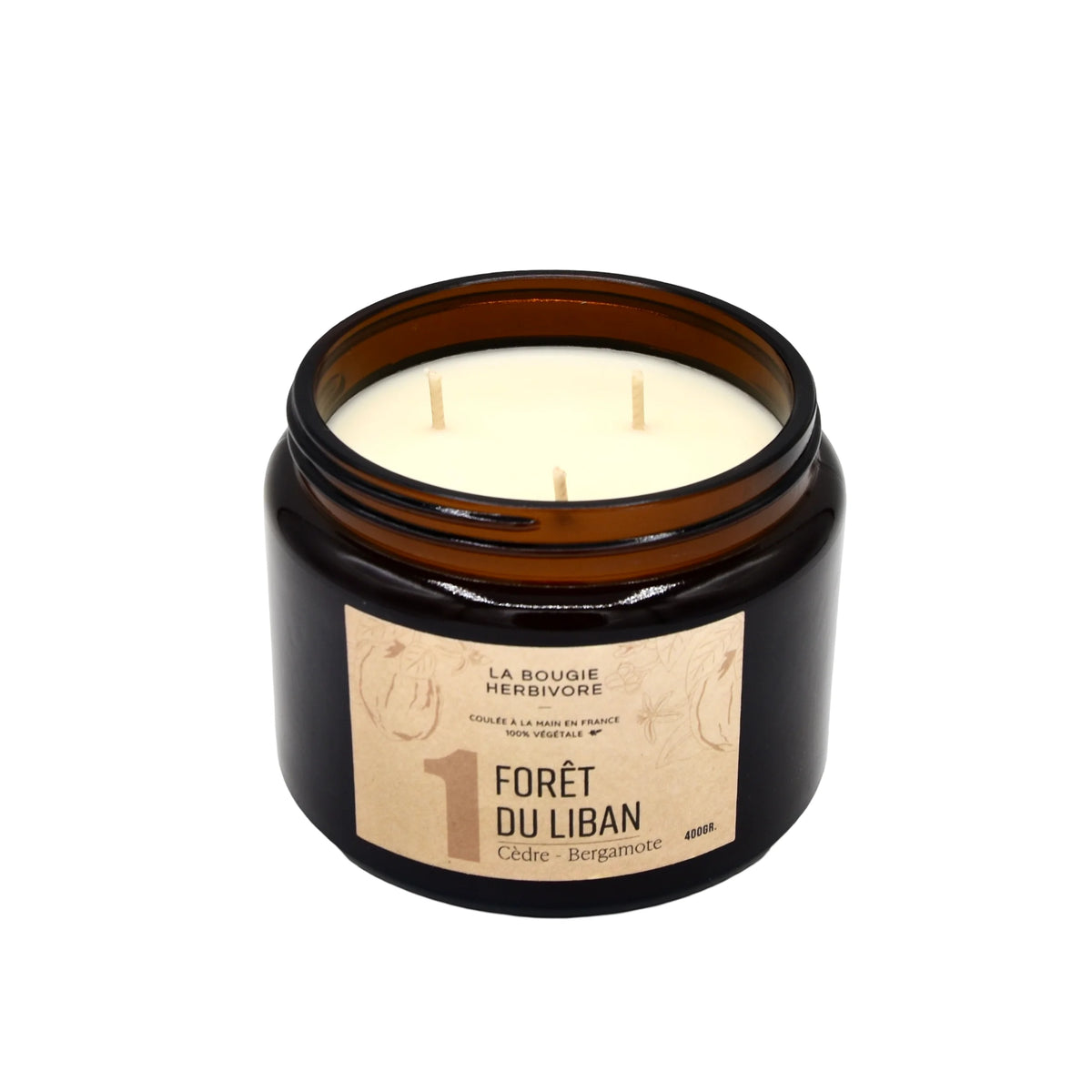 Bougie parfumée cèdre Bergamote No. 1 FORET DU LIBAN - La Bougie Herbivore  Paris 19.99 EUR
