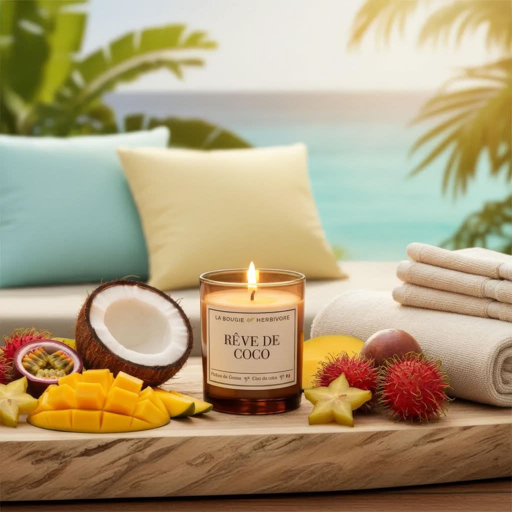 Bougie parfumée noix de coco un parfum fruité et gourmand