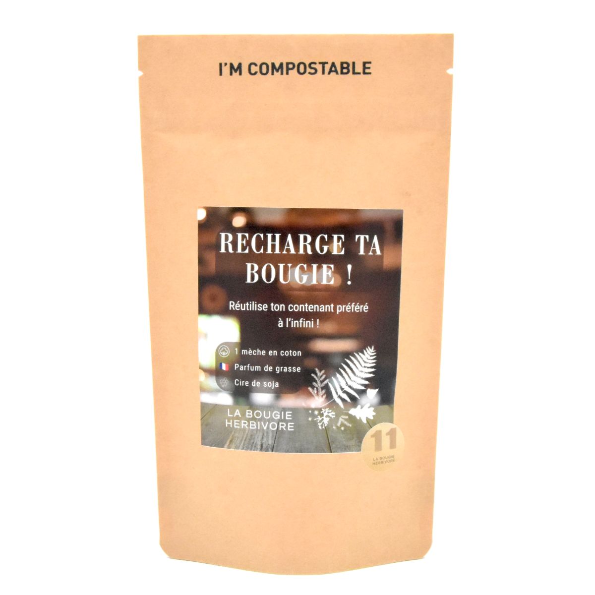 Recharge bougie parfumée 140g (sans pot) parfum Fleur de Lin et Feuilles de Tabac