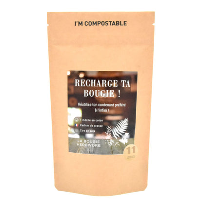 Recharge bougie parfumée 140g (sans pot) parfum Fleur de Lin et Feuilles de Tabac