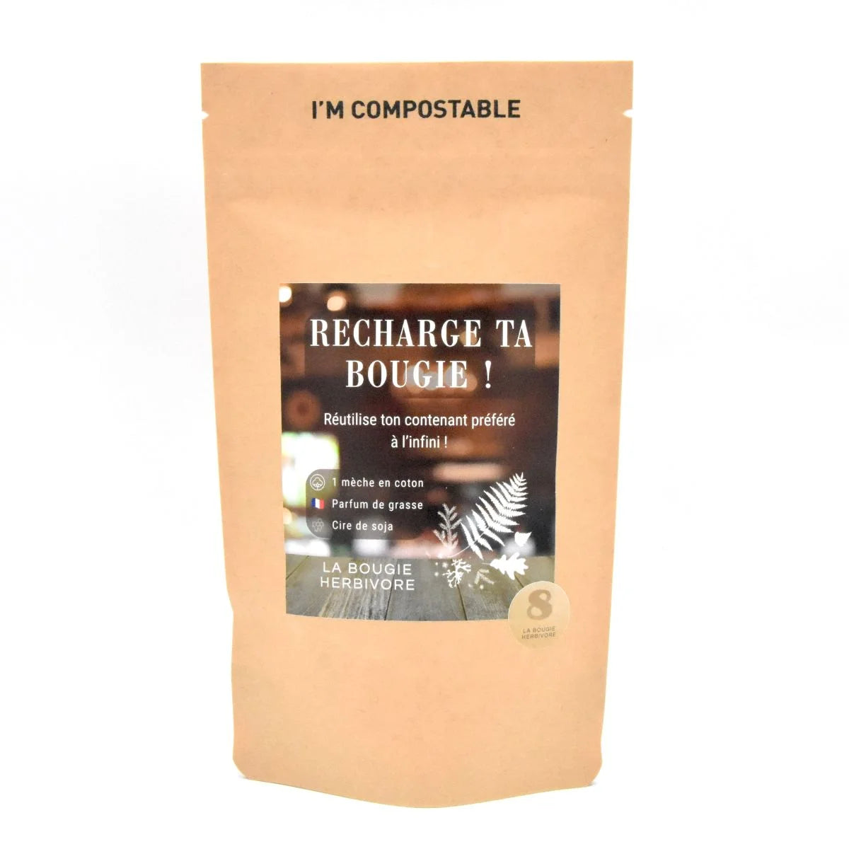 Recharge bougie parfumée 140g (sans pot) parfum Bois de Santal et Jasmin