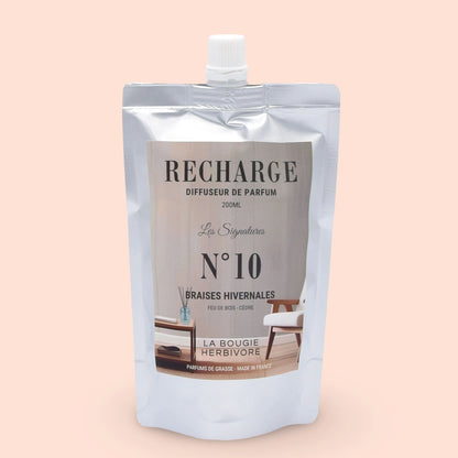 Recharge Diffuseur de Parfum à Bâtonnets No. 10 BRAISES HIVERNALES - 200ml - Collection les Signatures La Bougie Herbivore diffuseur