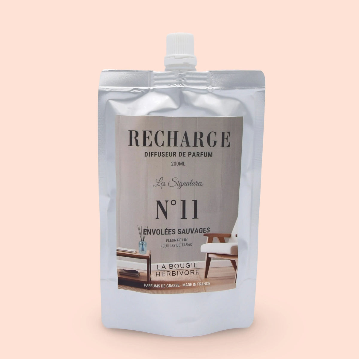 Recharge Diffuseur de Parfum à Bâtonnets No. 11 ENVOLEE SAUVAGE - 200ml - Collection les Signatures La Bougie Herbivore diffuseur
