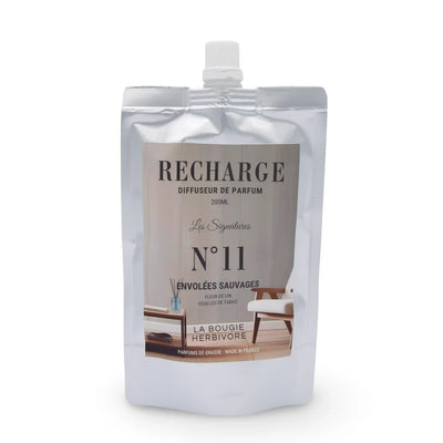 Diffuseur Santorin 200 ml en verre avec recharge Envolée Sauvage – fleur de lin et feuilles de tabac