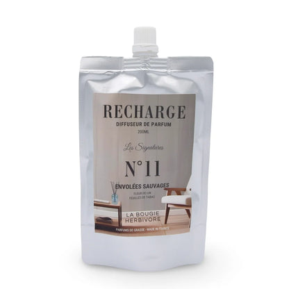 Diffuseur Santorin 200 ml en verre avec recharge Envolée Sauvage – fleur de lin et feuilles de tabac