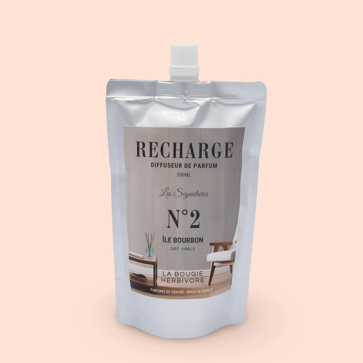 Recharge Diffuseur de Parfum à Bâtonnets No. 2 ILE BOURBON - 200ml - Collection les Signatures La Bougie Herbivore diffuseur