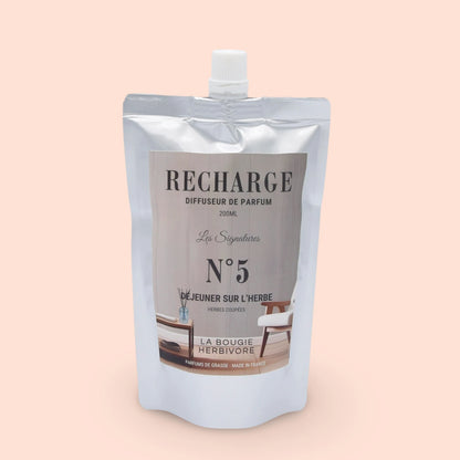 Recharge Diffuseur de Parfum à Bâtonnets No. 5 DEJEUNER SUR L'HERBE - 200ml - Collection les Signatures La Bougie Herbivore diffuseur
