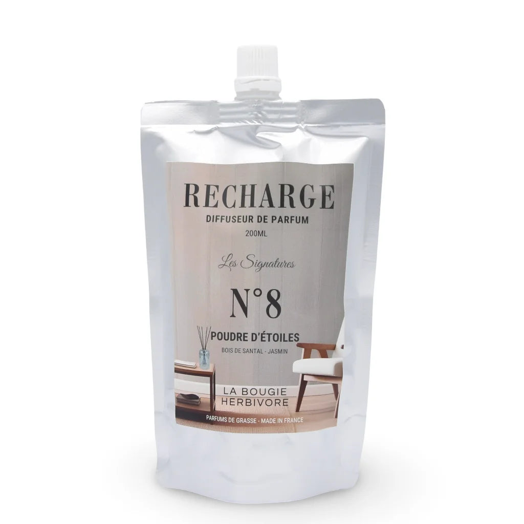 Diffuseur Santorin 200 ml en verre avec recharge Poudre d’Étoiles – bois de santal et jasmin