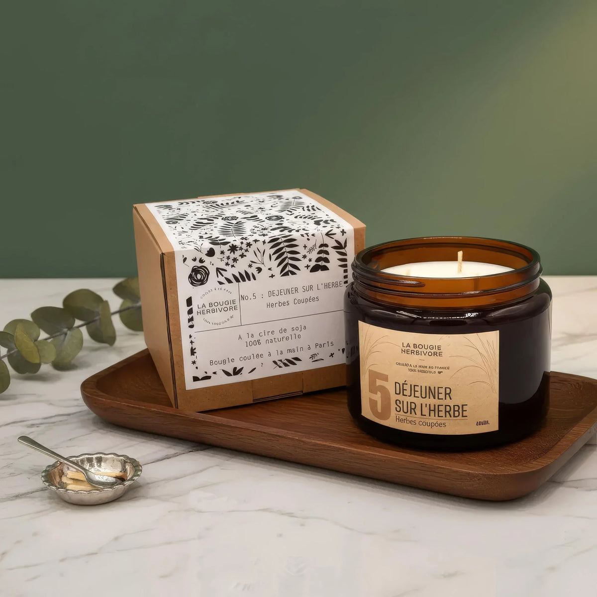 Bougie artisanale made in France - No. 5 DEJEUNER SUR L'HERBE La Bougie Herbivore Bougies de 400g soja