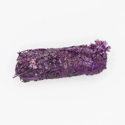 Fagot molène de Phénicie, encens purifié, orné de fleurs violettes pour une ambiance relaxante