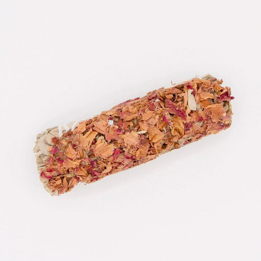 Fagot sauge blanche et rose de La Bougie Herbivore, idéal pour la purification et le bien-être