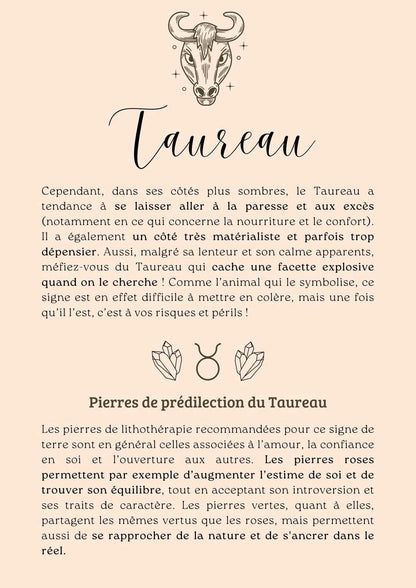 Ebook sur guide pierres astrologiques pour le Taureau avec conseils lithothérapeutiques