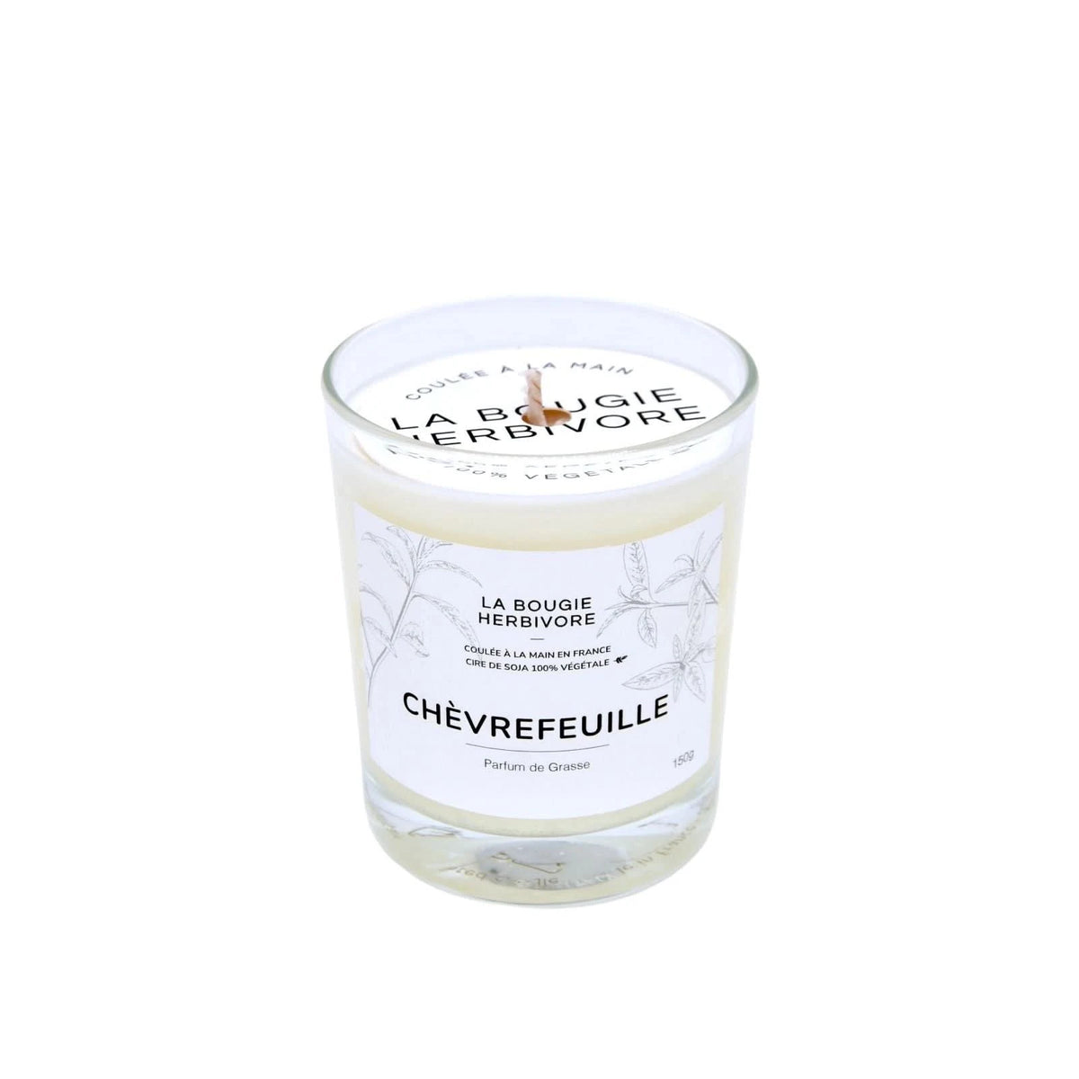 Bougie cire de soja naturelle Chèvrefeuille de La Bougie Herbivore dans un verre élégant