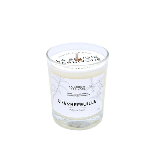 Bougie cire de soja naturelle Chèvrefeuille de La Bougie Herbivore dans un verre élégant