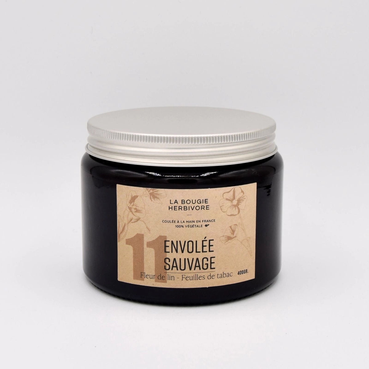 Grande Bougie Parfumée Lin & Tabac - 400g - 3 Mèches - Cire Végétale & Artisanale (Boîte Incluse)