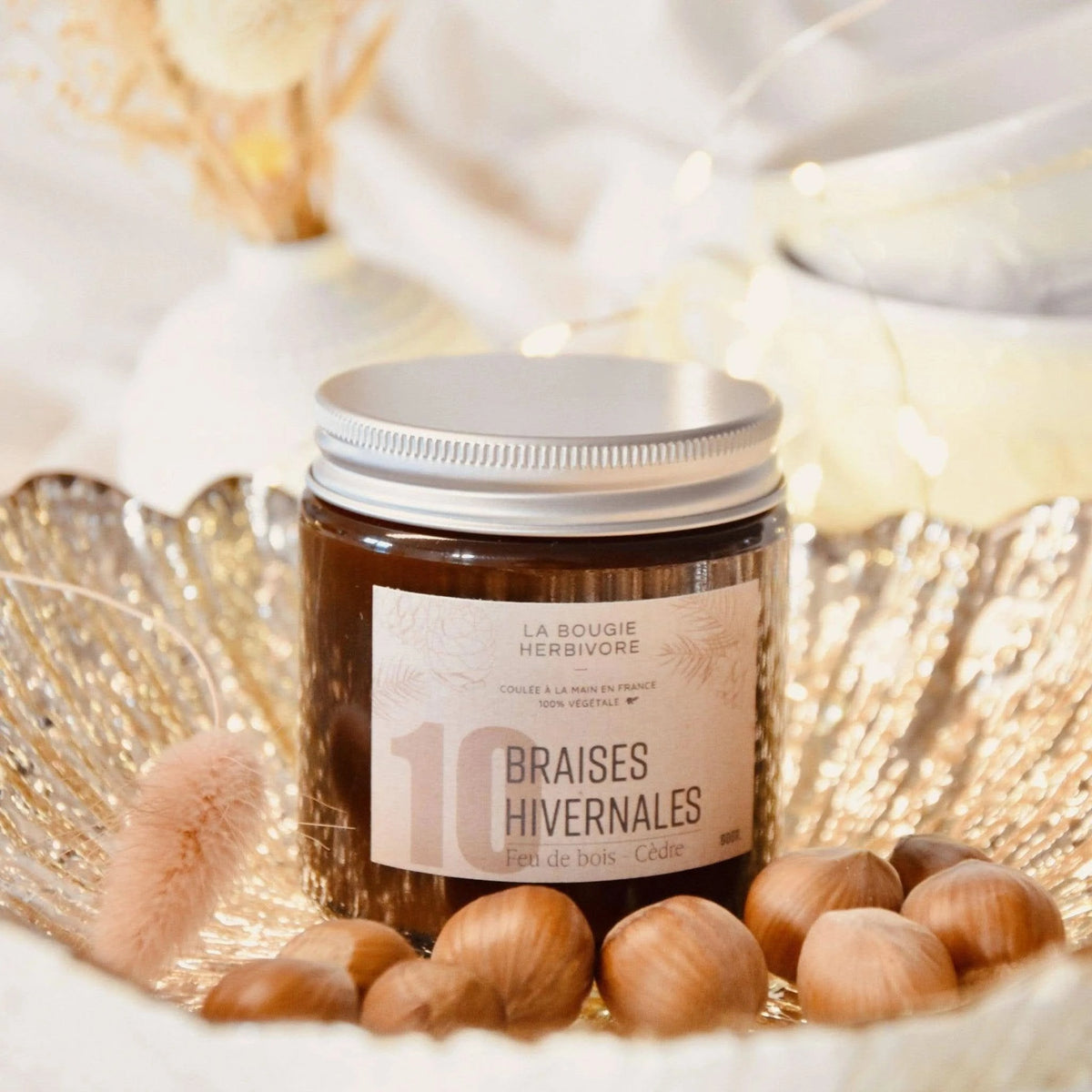 Bougie parfumée No. 10 BRAISES HIVERNALES - Feu de Bois + Cèdre La Bougie Herbivore Bougies