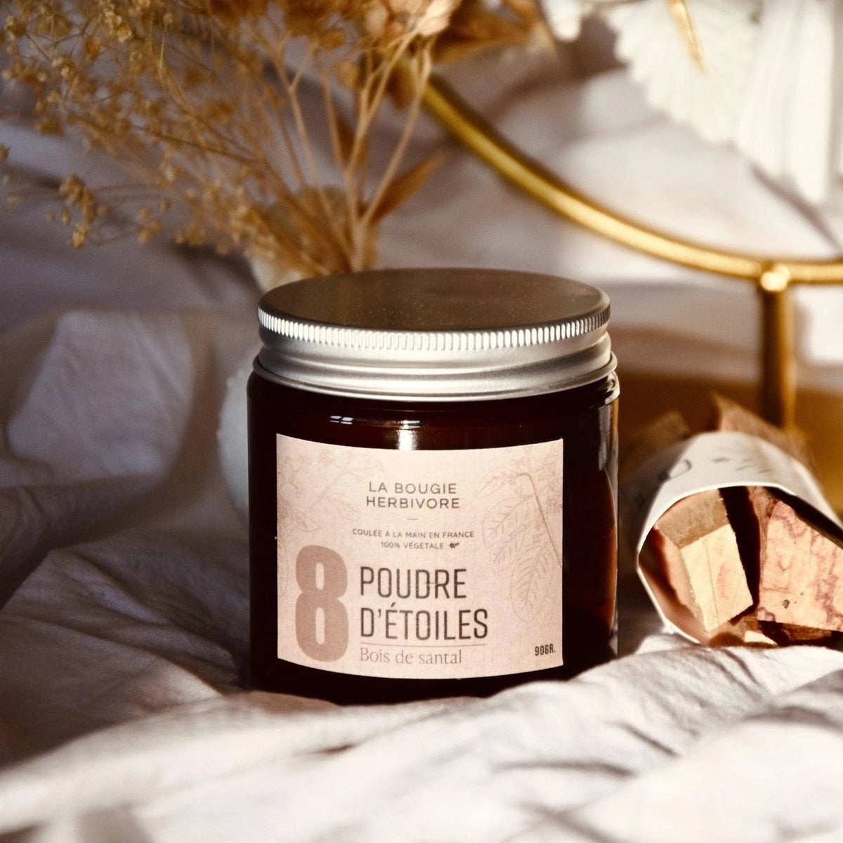 Bougie parfumée No. 8 POUDRE D'ETOILES - Bois de Santal - Jasmin La Bougie Herbivore Bougies