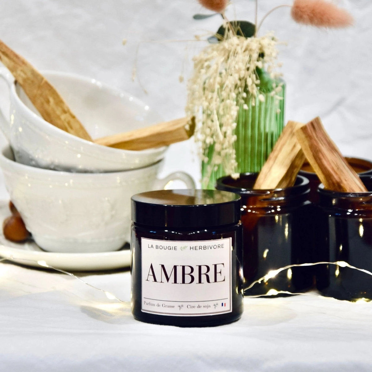 Bougie parfumée "Ambre" à la cire végétale de soja 90g La Bougie Herbivore Bougies