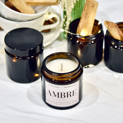 Bougie parfumée "Ambre" à la cire végétale de soja 90g La Bougie Herbivore Bougies