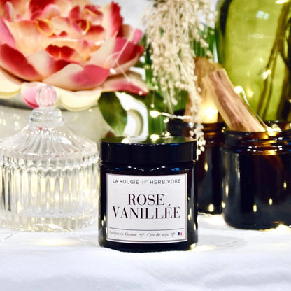 Bougie parfumée "Rose vanillée" à la cire végétale de soja 90g La Bougie Herbivore Bougies