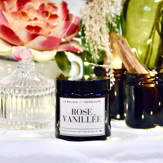 Bougie parfumée "Rose vanillée" à la cire végétale de soja 90g La Bougie Herbivore Bougies