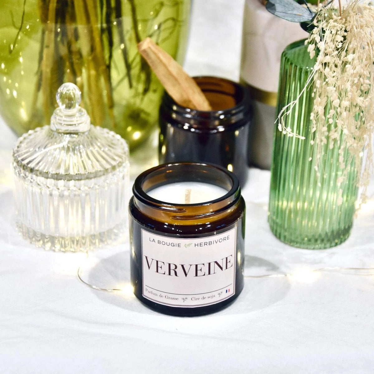 Bougie parfumée "Verveine" à la cire végétale de soja 90g La Bougie Herbivore Bougies