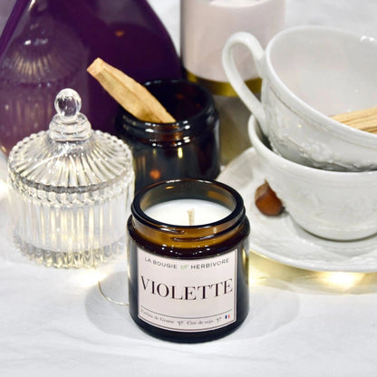 Bougie parfumée "Violette" à la cire végétale de soja 90g La Bougie Herbivore Bougies