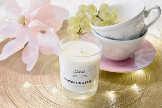 Bougie Parfumée Raisin Groseille 150g – Cire Soja Écocert – Parfum Fruité & Frais – Artisanale Française