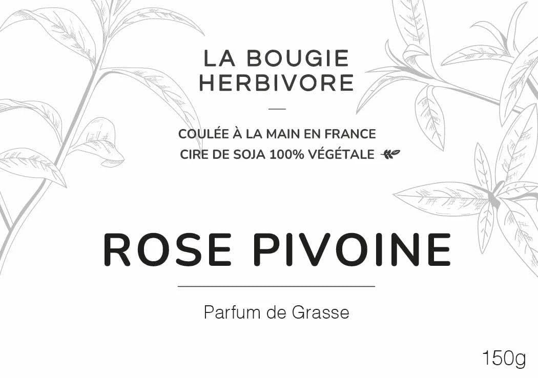 Rose Pivoine - Bougie parfumée à la cire végétale de soja 150g La Bougie Herbivore Bougies