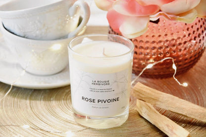 Rose Pivoine - Bougie parfumée à la cire végétale de soja 150g La Bougie Herbivore Bougies
