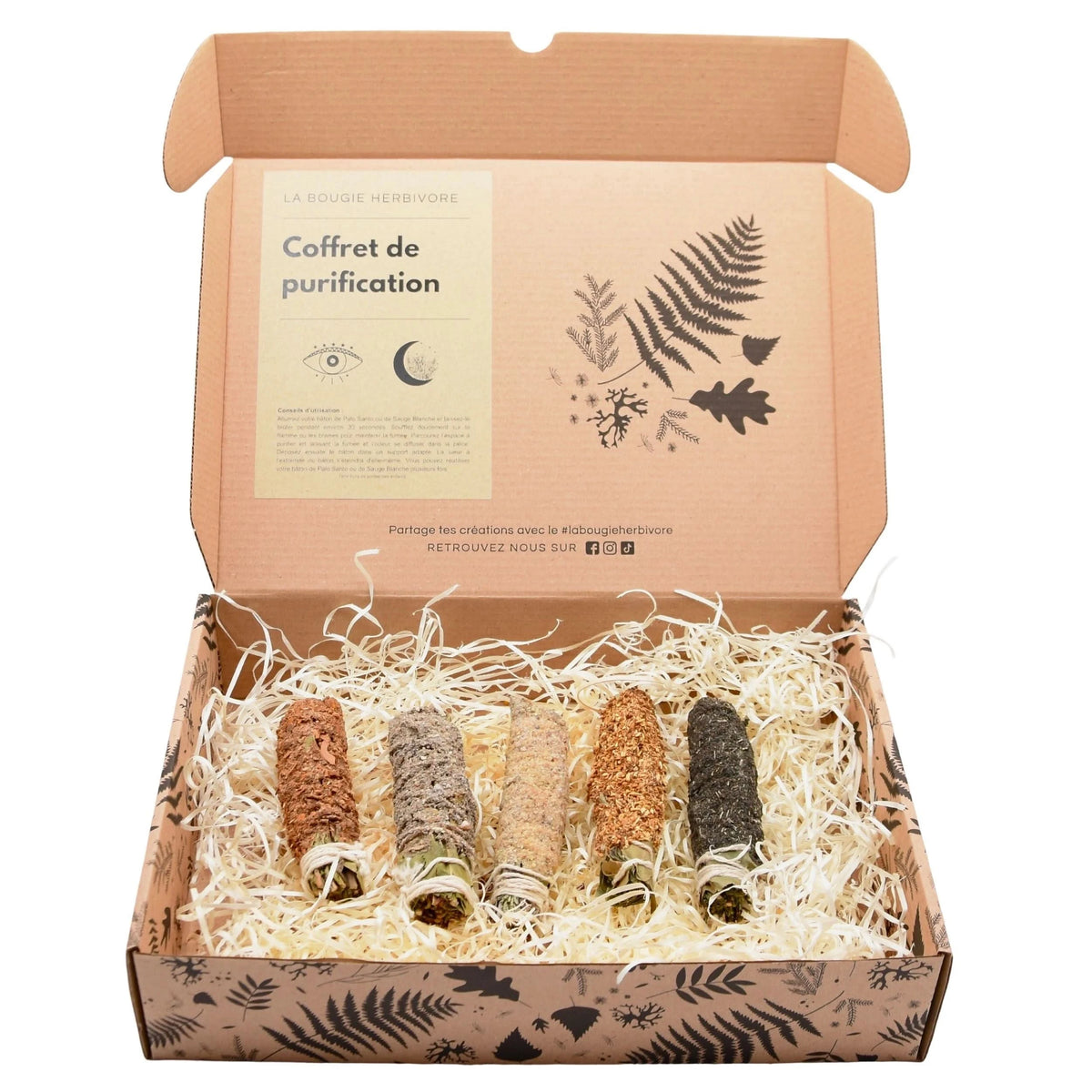 Coffret de purification avec smudge sahumitos bio pour rituels de purification et bien-être